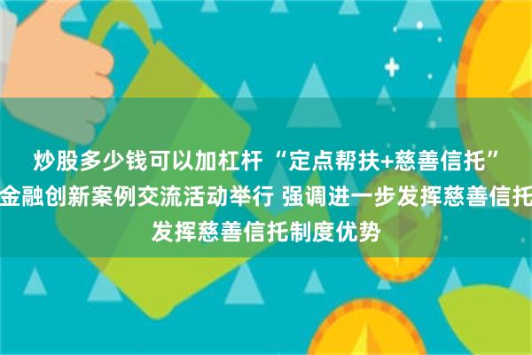 炒股多少钱可以加杠杆 “定点帮扶+慈善信托”乡村振兴金融创新案例交流活动举行 强调进一步发挥慈善信托制度优势